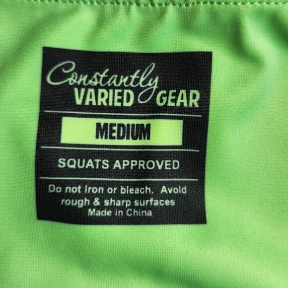 CVG Leggings neon green Pockets exercise pants athletic capri women Medium - Picture 2 of 4